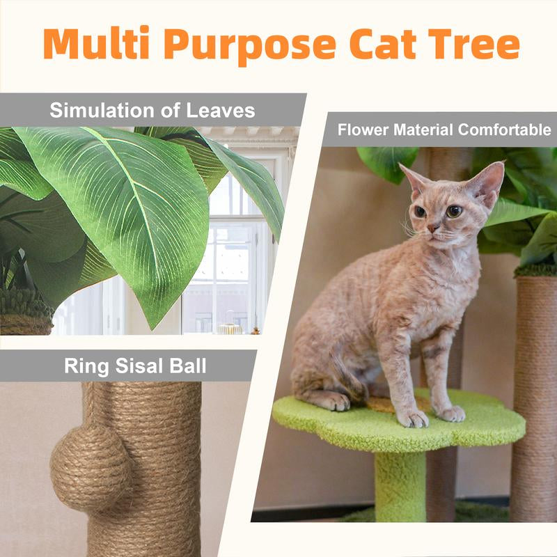 Cat Scratching Post with Flower Bed Cute Cat Scratcher with Sisal Dangling Ball Small Cat Tree for Indoor Cats Perch Cat Tower for Large Adult Cats and Kittens