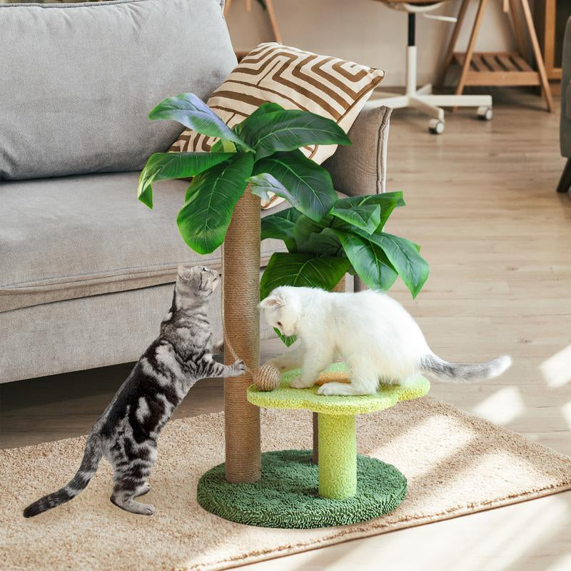 Cat Scratching Post with Flower Bed Cute Cat Scratcher with Sisal Dangling Ball Small Cat Tree for Indoor Cats Perch Cat Tower for Large Adult Cats and Kittens