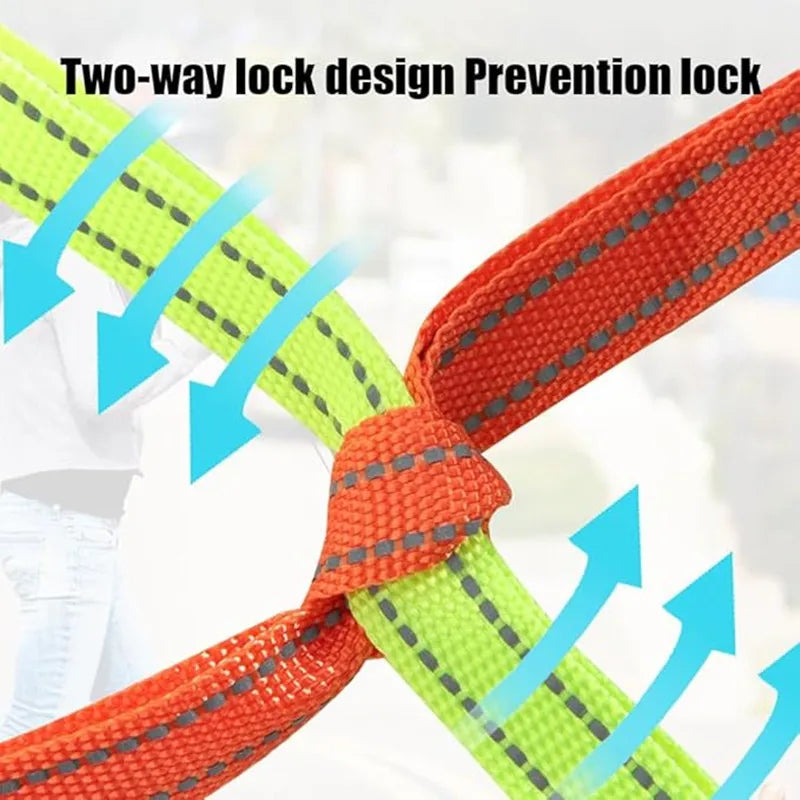 Double Ended Leash with Tangle-Free Swivel, LED Flashlight, and Litter Bag Holder for Small & Large Dog