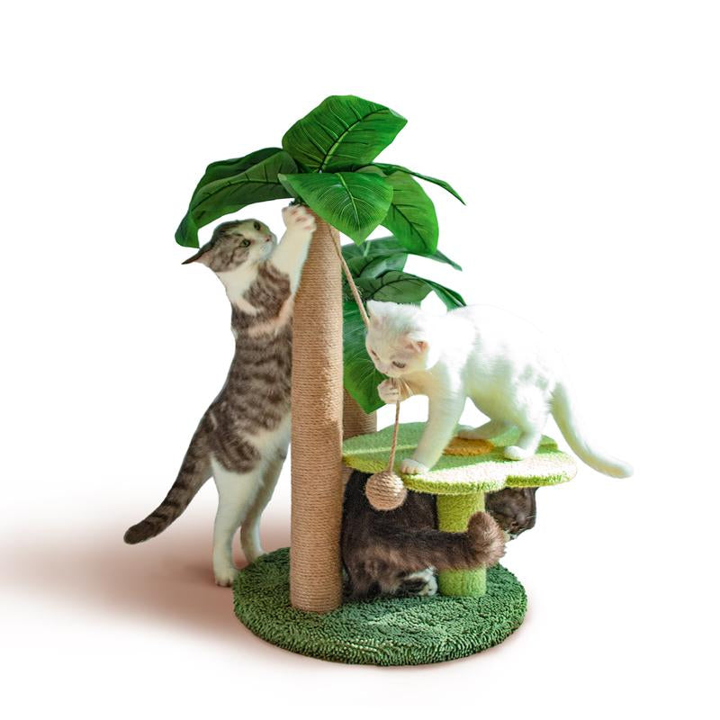 Cat Scratching Post with Flower Bed Cute Cat Scratcher with Sisal Dangling Ball Small Cat Tree for Indoor Cats Perch Cat Tower for Large Adult Cats and Kittens