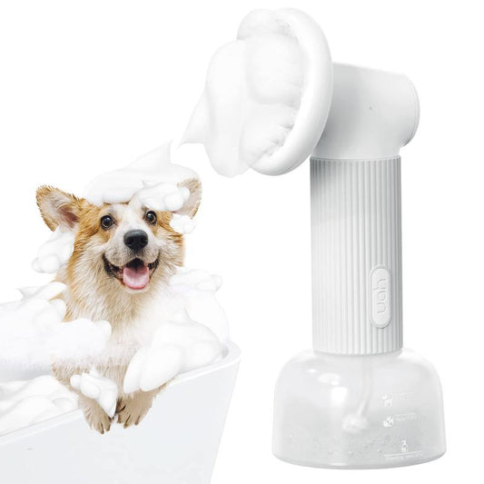 Auto-Foaming Dog Bath Brush, No Pre-Wetting Dog Shampoo Brush with Soap Dispenser, Cordless Pet Bath Brush Scrubber Suds up Dense Foam Quickly