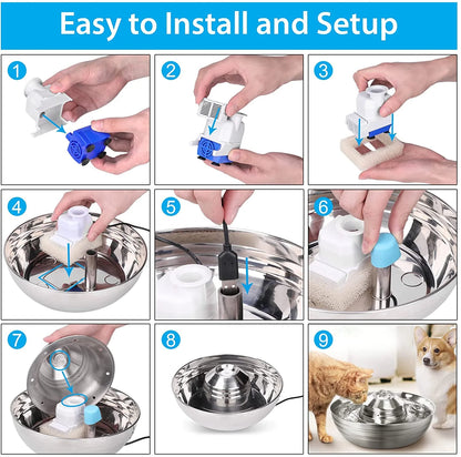 Automatic Water Dispenser , 67Oz/2L with 5 Filters Included for Dogs, Cats, Small Animals