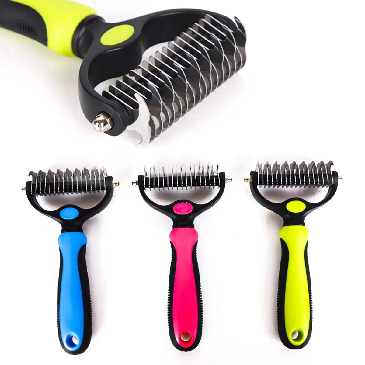 Double Sided Pet Undercoat Rake for Dematting and Deshedding