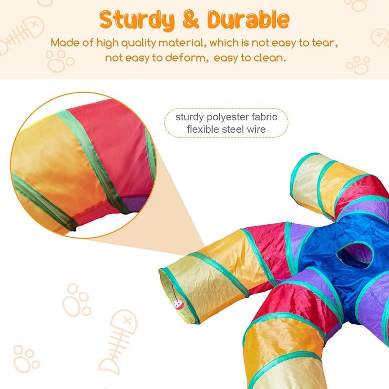 Cat Tunnel for Indoor Cats, 5 Way Large Cat Play Tunnel & Tube with Play Ball, Ideal for Indoor Exercise for Kittens Puppies Rabbits